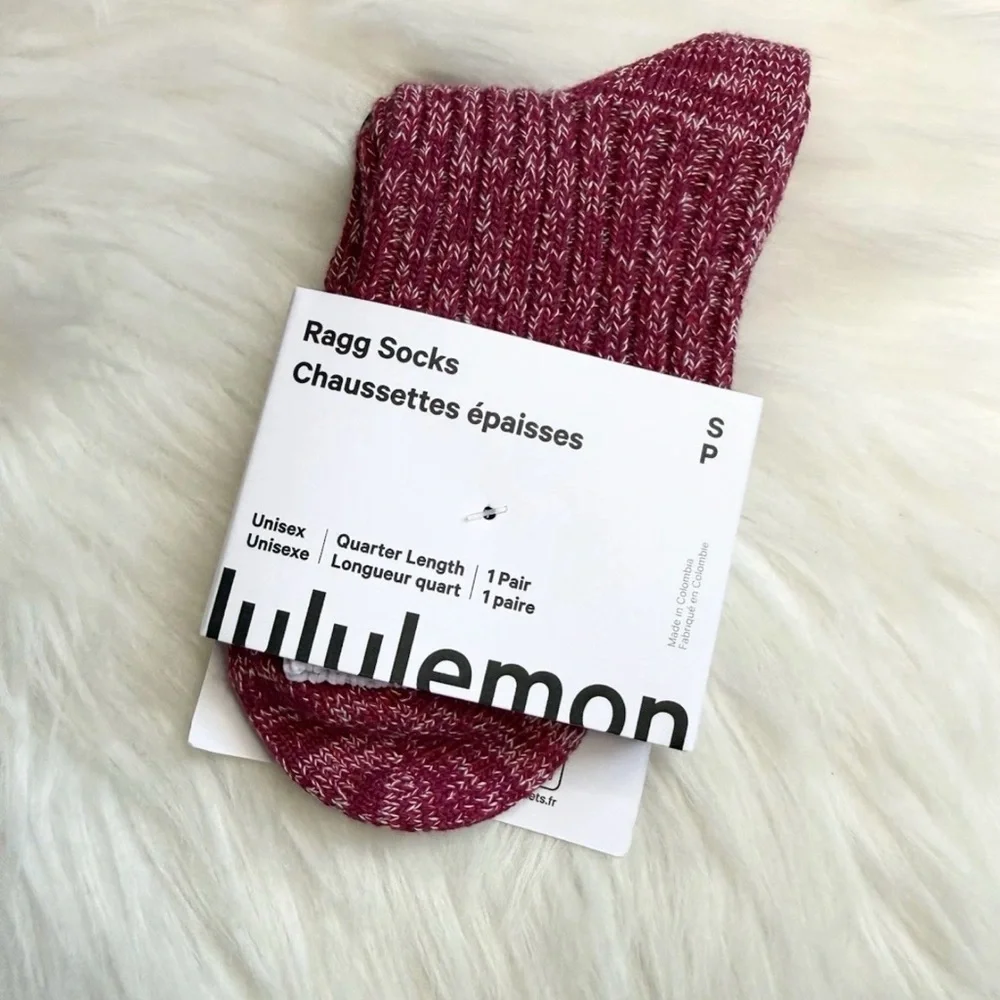 Lululemon Daily Essentials Ragg Socks S Quarter Length REJK/SHVL Unisex New